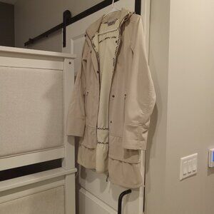GREAT RARE Khaki Ruffle Trench Thick Athleta Rain Coat